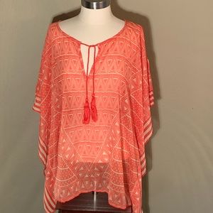 Chicos Scarf Print Sheer Blouse size L/XL